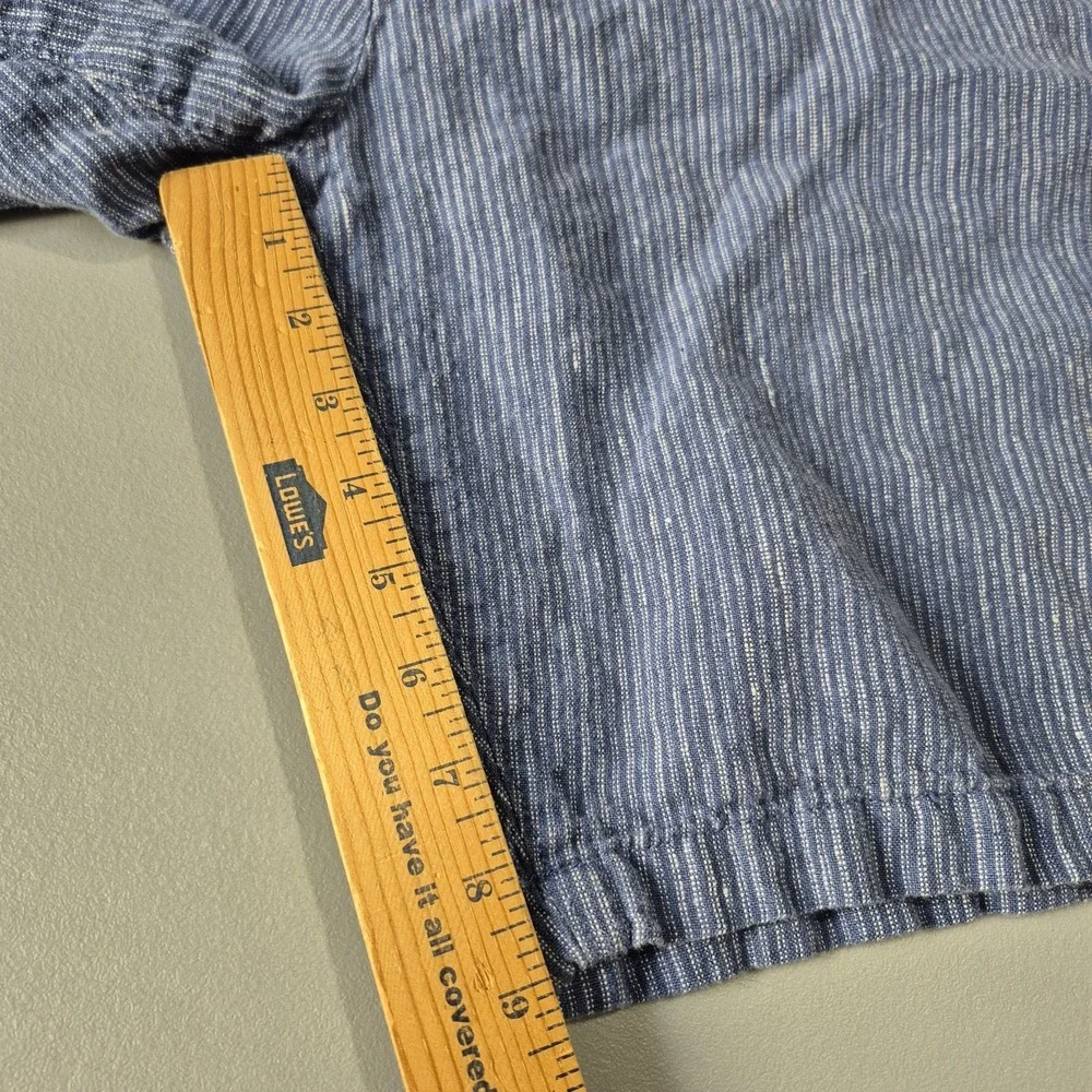 Banana Republic Linen Shorts Mens 36 Blue Stripe Aiden Casual Chino Beach